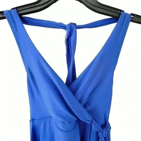 J Crew Halter Wrap Swim Dress Modest Royal Blue Womens Size 4 - Picture 3 of 10